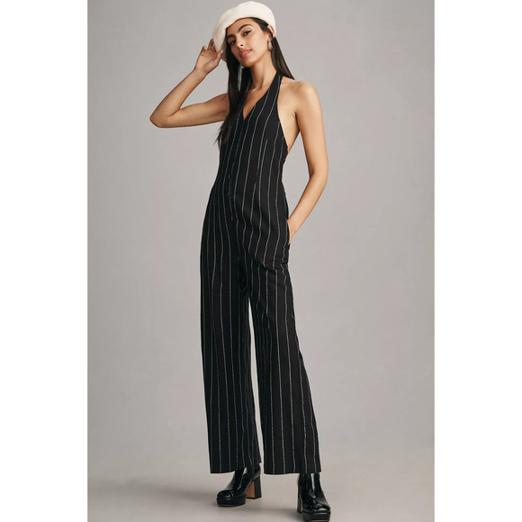 Anthropologie Little Lies Pinstripe Jumpsuit - New Medium